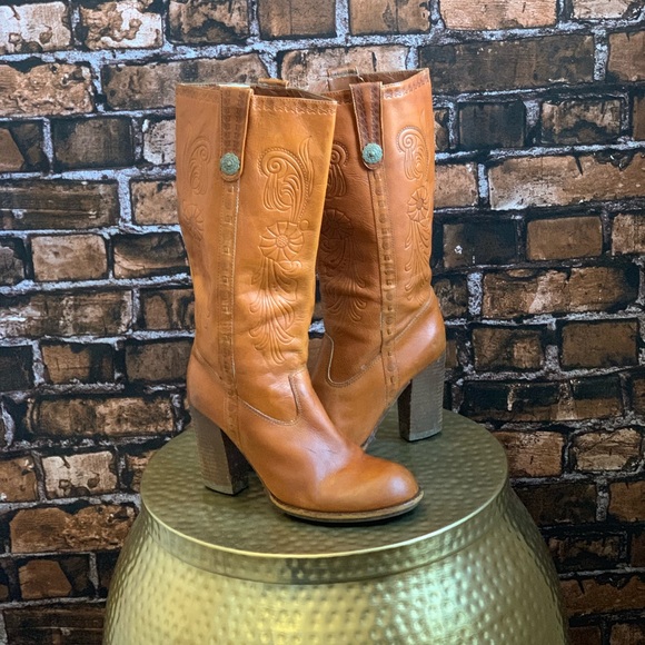 Aldo Shoes - Aldo Tan Hand Tooled Leather Boots